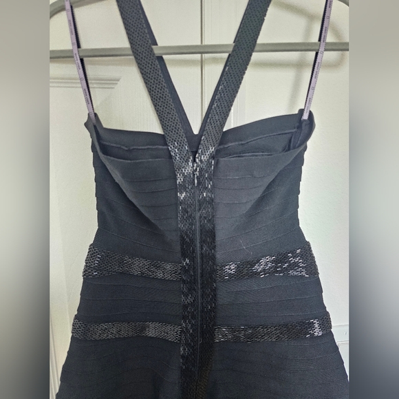 Authentic Herve Leger Portia A-line Beaded Bandage Dress- Black- Med - Picture 6 of 9